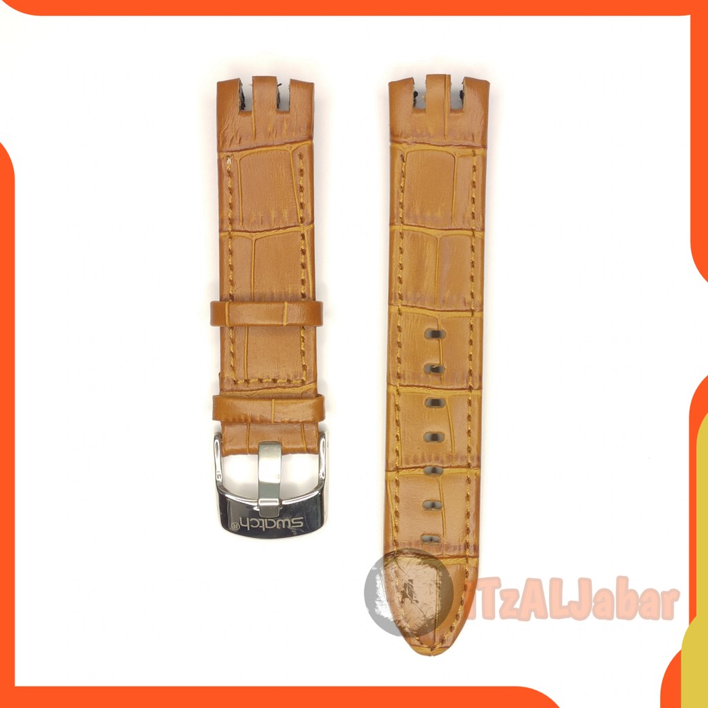 Tali jam tangan Swatch YRS403 401 leather strap 21mm Coklat muda