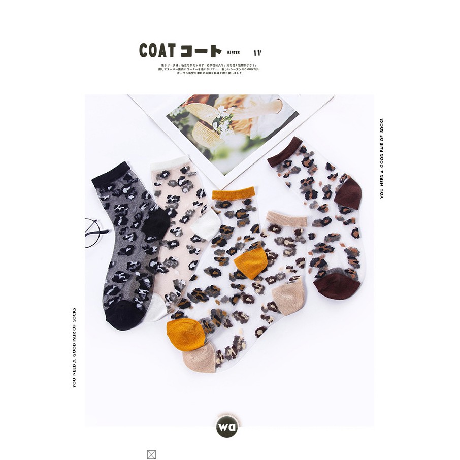 KK-33 kaos kaki leopard belang harimau tiger cotton socks transparan korea japan jepang