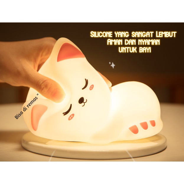 Lampu Tidur silikon Sentuh/Tap Kucing Night Light Lamp silicone