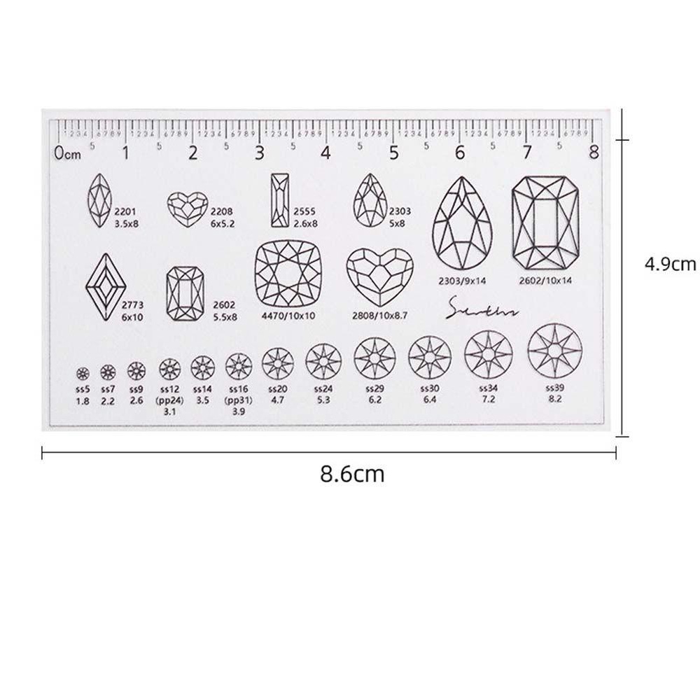 Mxbeauty Penggaris Nail Art Tahan Air Lembut Tekan Pada Kuku Memakai Pengukuran Kuku Manicure Alat Ukur Kuku Rhinestones Measuring Ruler