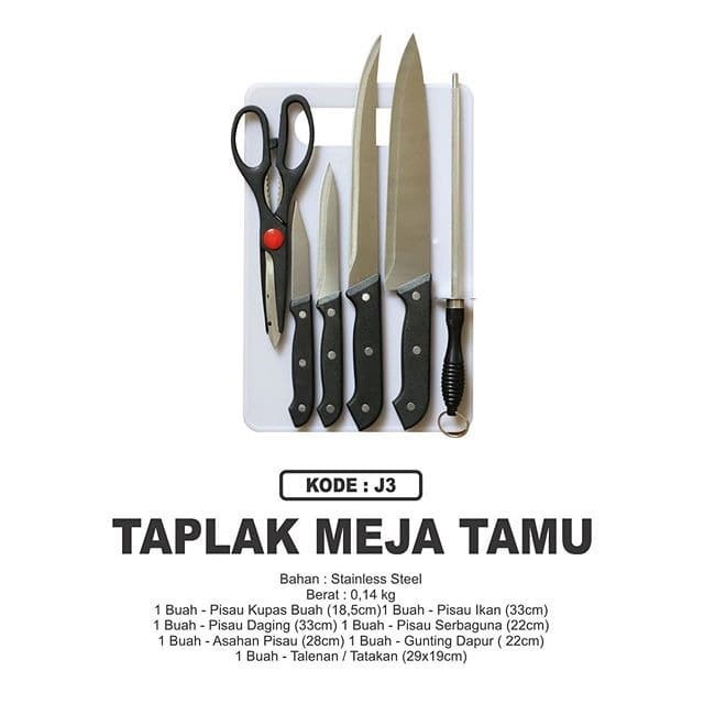 Knife set stainless Pisau dapur 7in1 Talenan kitchen gunting serbaguna