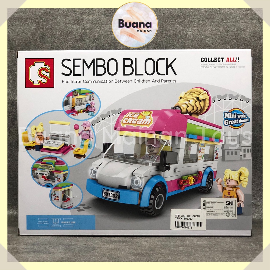 BRICKS SEMBO TRUCK ES KRIM MAINAN EDUKASI KOLEKSI ANAK BRICK BLOCK COWO CEWE 601302