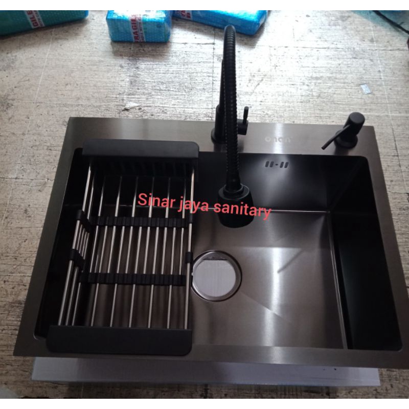 Paket komplit kitchen sink ONAN 6045 black &quot; ORIGINAL &quot; / Paket kitchen sink ONAN 6045 hitam