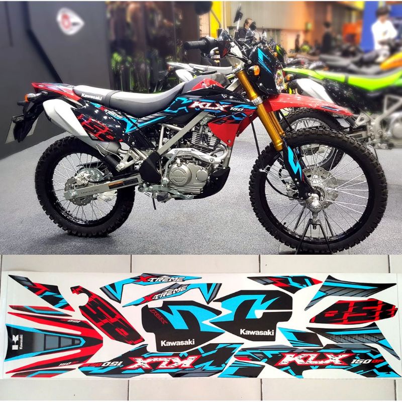 striping klx 150 bf 2018 se extreme merah biru / striping kawasaki klx 150 bf 2018 se extreme merah 