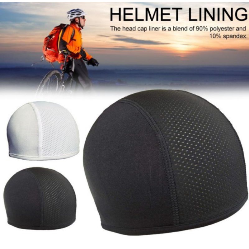 Kupluk Helm Motor Sepeda Beanie Hat Beany Head Topi Penutup Kepala Pria Wanita Head Rider Biker Anti Keringat Nyaman Adem Pelindung Saat Touring Hiking Snowboarding Gowes Speda