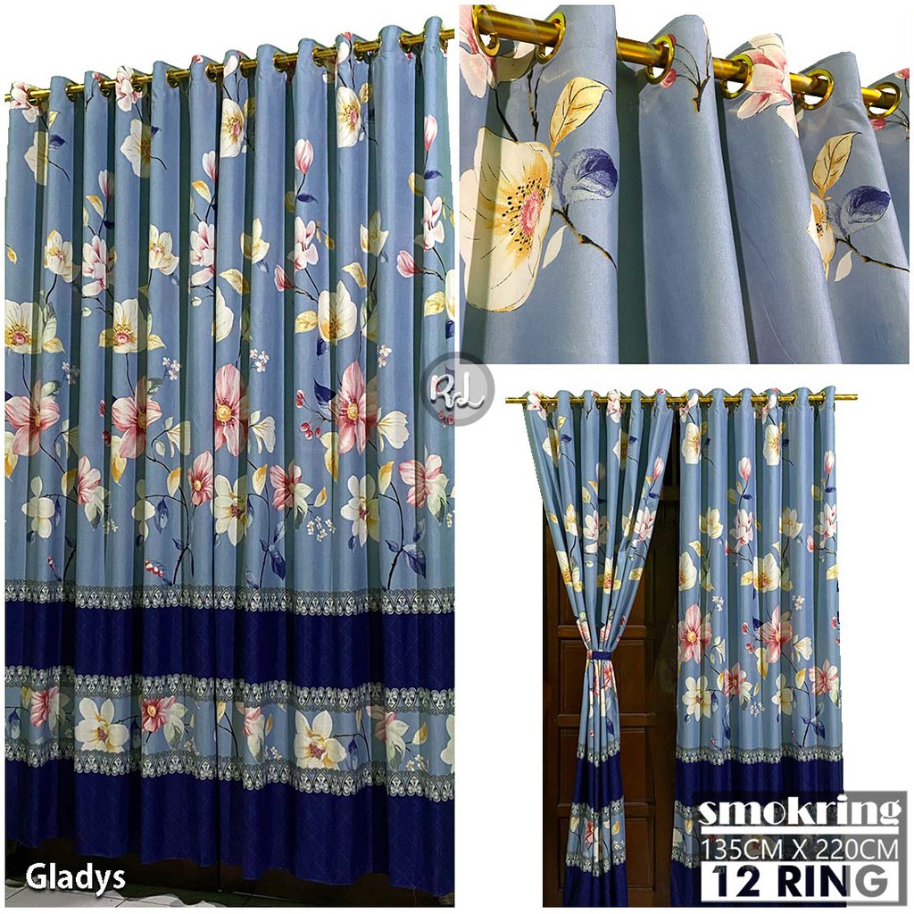 Gorden Jendela Dan Pintu Model Minimalis Smokring 12 Lubang Motif