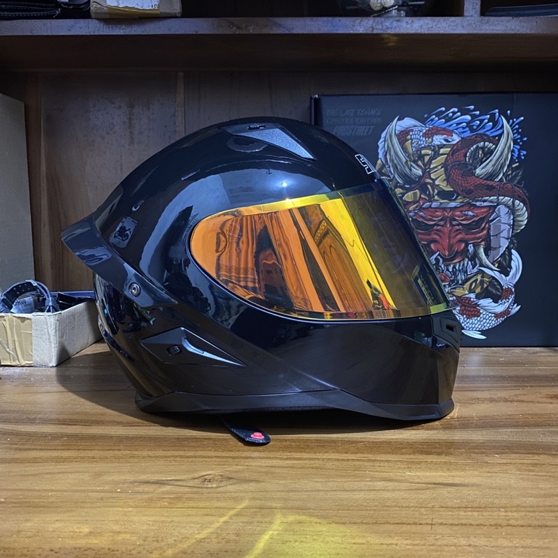 HELM SNAIL FFS1 BLACK GLOSSY VISOR IRIDIUM RED SECOND