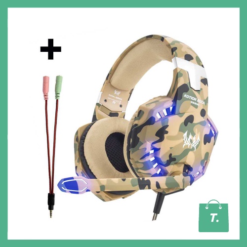 Kotion Each G2600 Headset Headphone Gaming With Microphone Camouflage - TGIO400I8