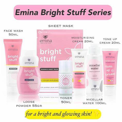 ⭐BAGUS⭐ EMINA Bright Stuff | Toner Face Wash Moisturizing Tone up Loose Powder Serum Acne Prone