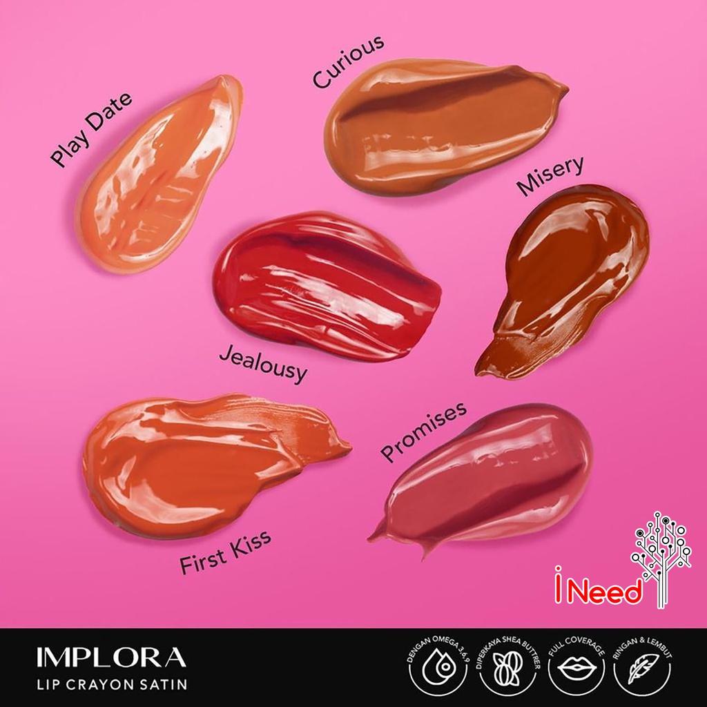 (INEED) ( 3,5g ) IMPLORA Lip Crayon Satin | Lipstick | Lip Cream | Lipcream | Lipcrayon