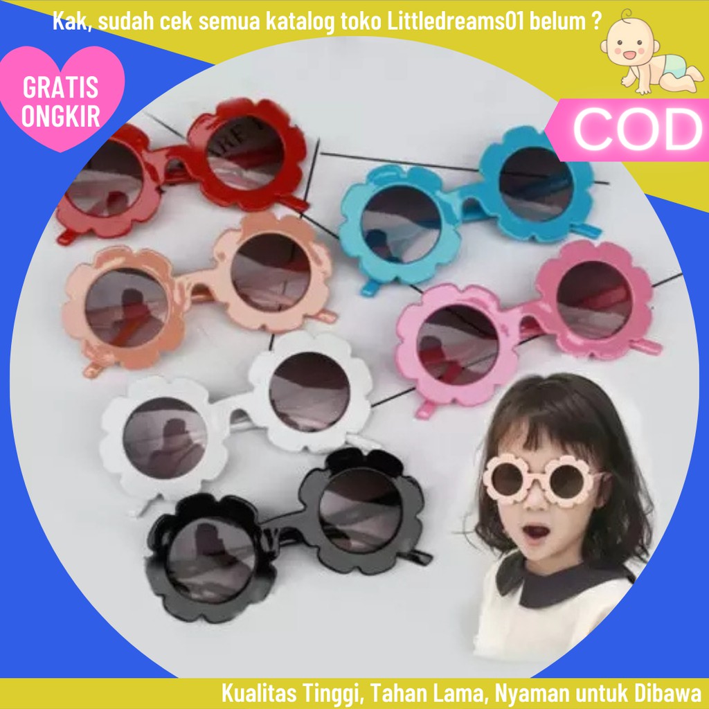 Kacamata Anak Bulat Frame Bunga / Kacamata Anak Perempuan / Kacamata Bayi Laki Laki Perempuan Anti R