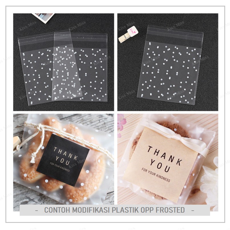 Plastik OPP LEM FROSTED POLKADOT - 10x15 - kantong cookies - aksesoris - motif - seal - perekat