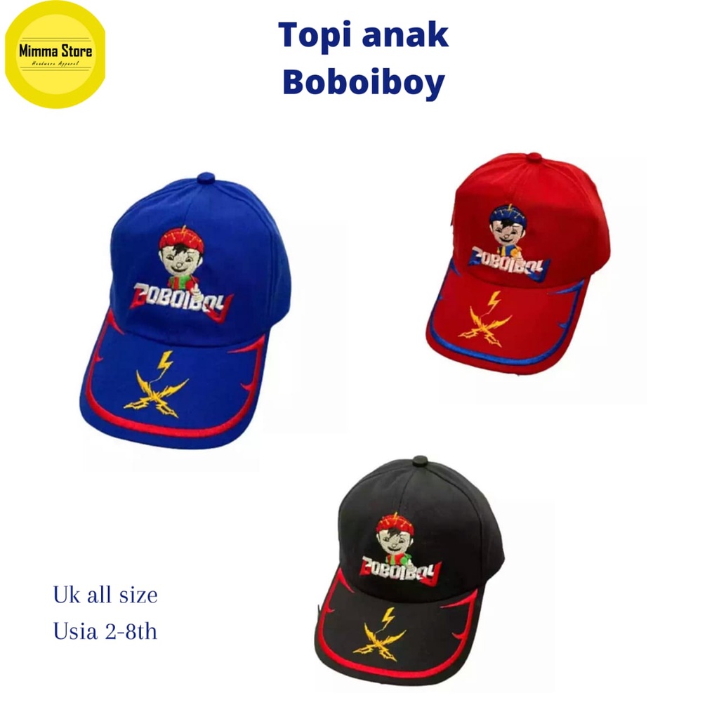 topi anak/topi anak lakilaki/topi boboiboy/topi anak sablon boboiboy/topi boboiboy/topi anak karakte