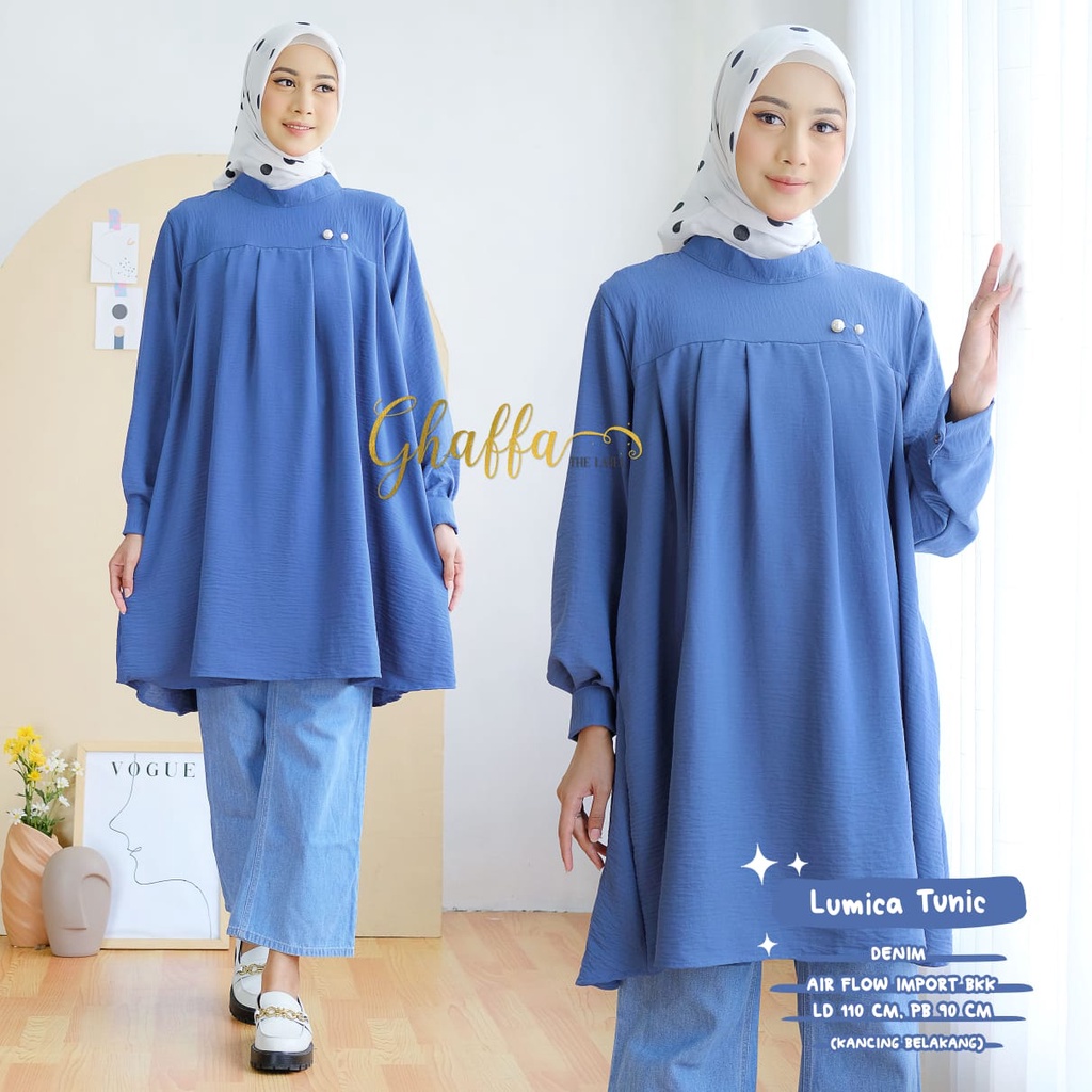 Lumica Jumbo Long Tunik Tunic Atasan Polos Allsize Premium Crinkle Airflow Import Original Ori Ghaff