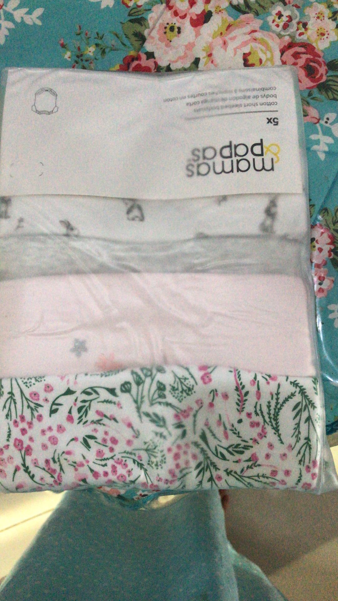 Mamas Papas Set isi 5pcs Short Sleeves Romper / Jumper J. Flower