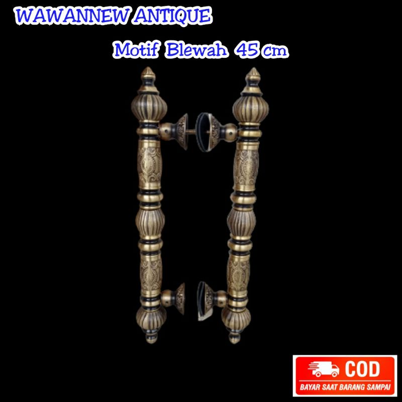 Handle Pintu / Gagang Pintu Rumah Pagar Kuningan Motif Blewah 45cm