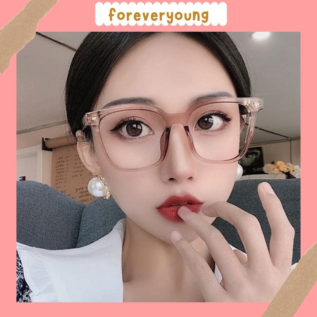 (Fy)Kacamata Anti Radiasi  Pria Dan Wanita  Frame Kotak Lensa Transparan Import realpict