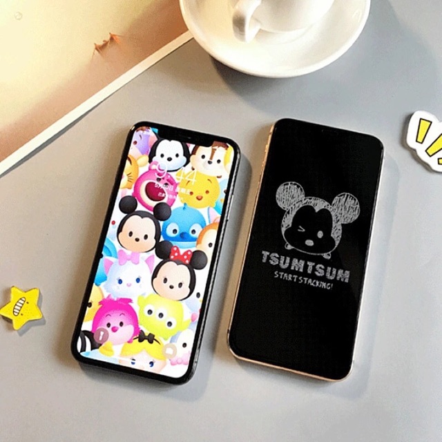 [ vhieshop ] Tempered Glass 6D Glitter Ip  motif Tsum Tsum Minie ANTI GORES IP 11