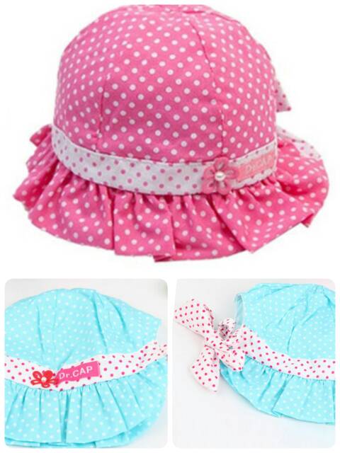 TOPI BAYI ANAK CEWEK BABY HAT COTTON POLKADOT