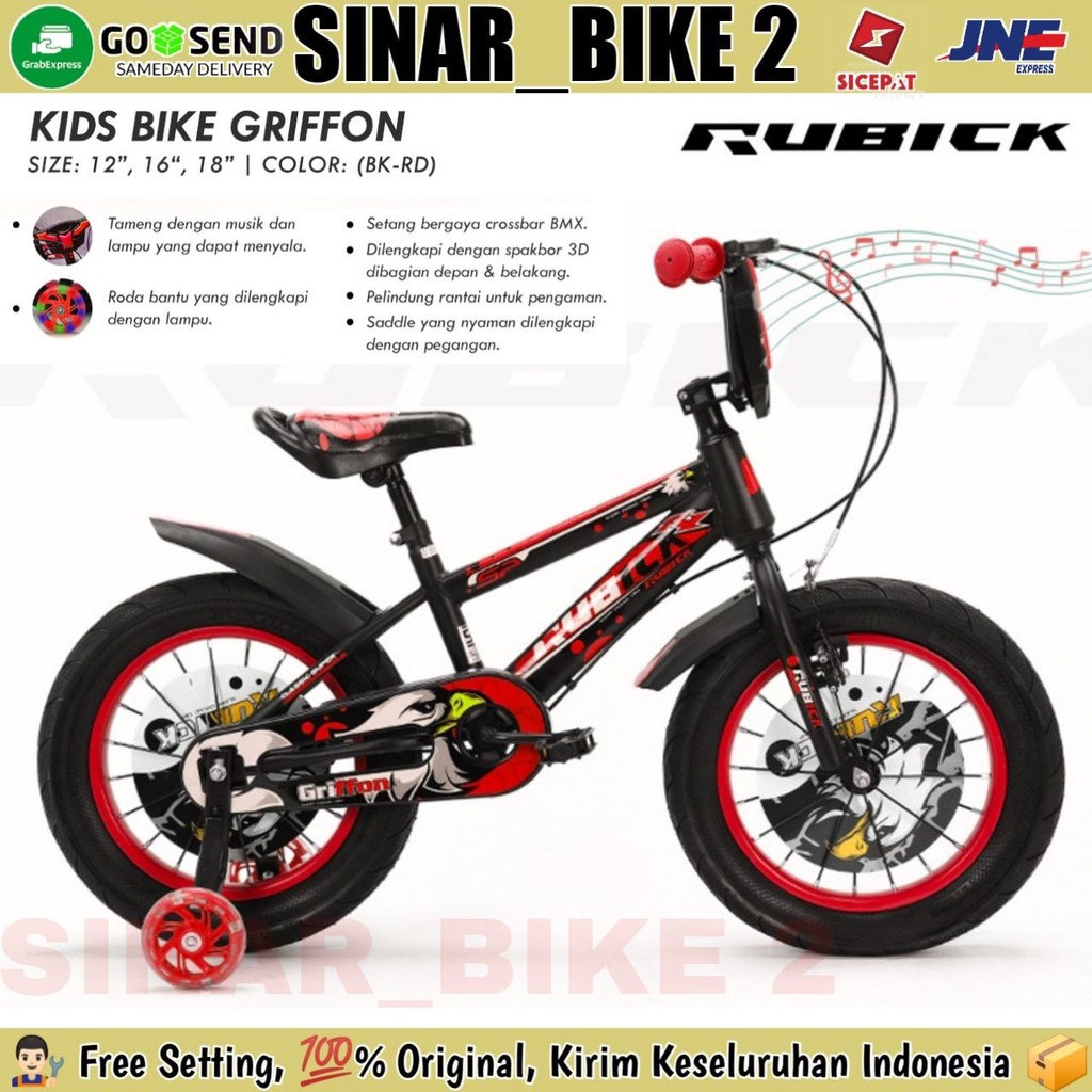 Sepeda Anak Laki BMX RUBICK GRIFFON Ukuran 12 16 &amp; 18 Inch Tameng Musik