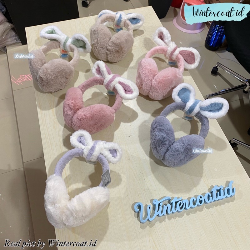 Earmuff winter rabbit ear fluffy foldable penutup kuping penghangat telinga import korea korean style kawaii cute earmuffs