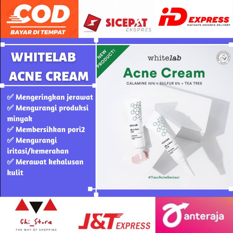 Whitelab acne cream krim wajah berjerawat bekas jerawat minyak komedo beruntusan kusam perawatan kec
