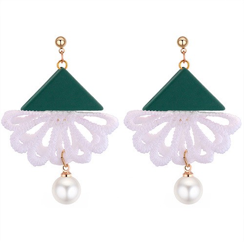 LRC Anting Tusuk Fashion Triangle Shape Decorated Earrings