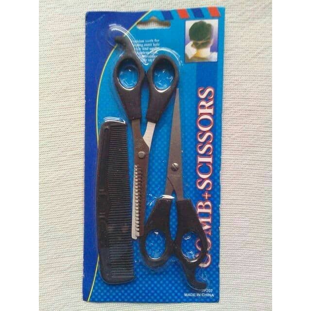 Gunting Rambut Set 3pcs gunting sisir silet dan gunting sasak