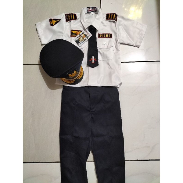 Baju Kostum Tentara / Pilot anak lengkap untuk usia 1-6 thn