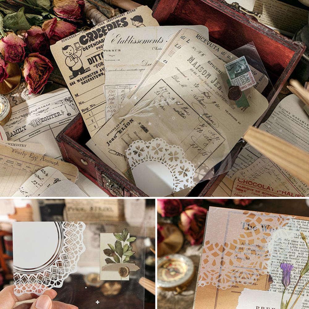 Timekey 25 Lembarset Stiker Kertas Aneka Desain Gaya Vintage Untuk Dekorasi Scrapbookjurnaldiary A9K4