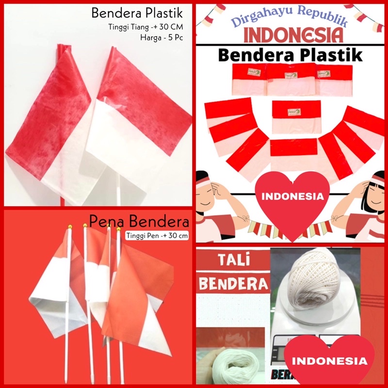 BENDERA PLASTIK MERAH PUTIH TINGGI 30 CM / PENA PERAYAAN DIRGAHAYU HUT RI