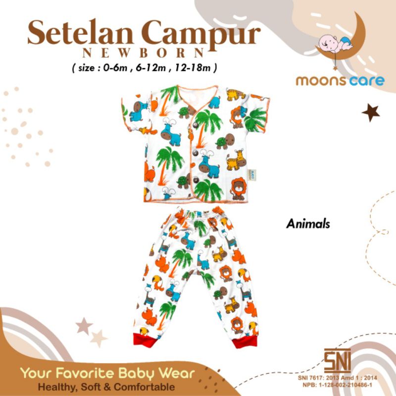 moons care  Baju Bayi Stelan Campur Newborn Motif Premium | Baju Setelan Bayi Baru Lahir