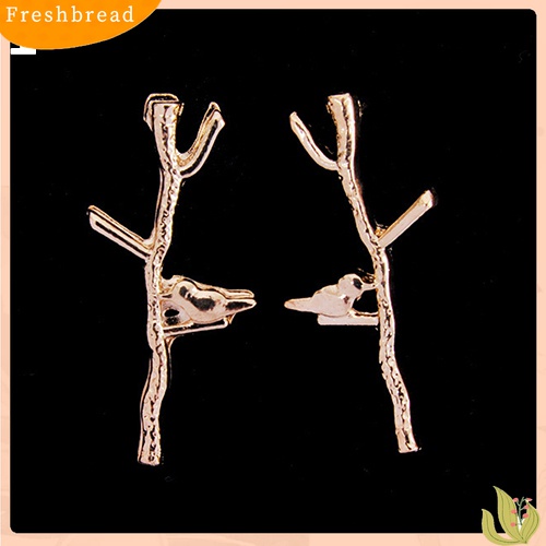 [Fresh] Anting Stud Bentuk Ranting Pohon Bahan Alloy untuk Wanita