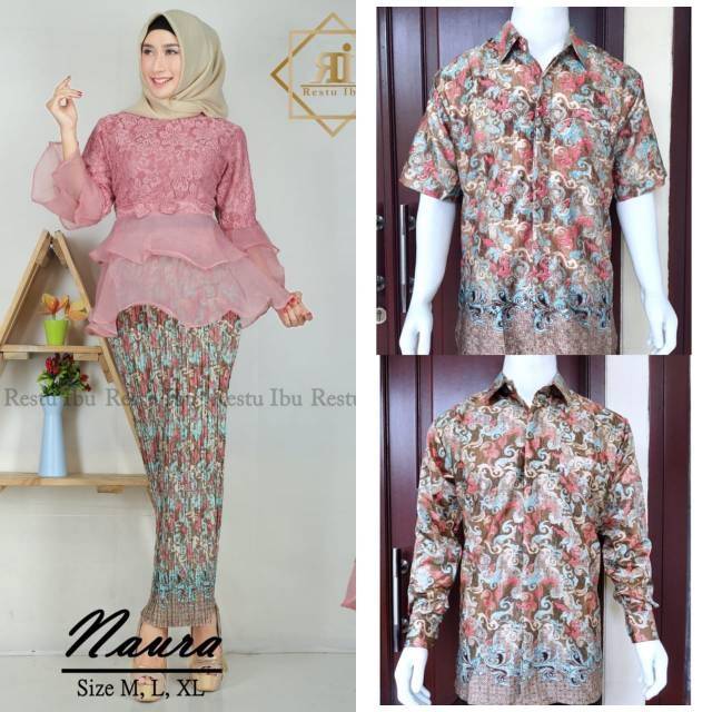 KEBAYA COUPLE BRUKAT NAURA / KEBAYA COUPLE / BRUKAT COUPLE / KEBAYA BRUKAT / ROK PLISKET DAN KEMEJA