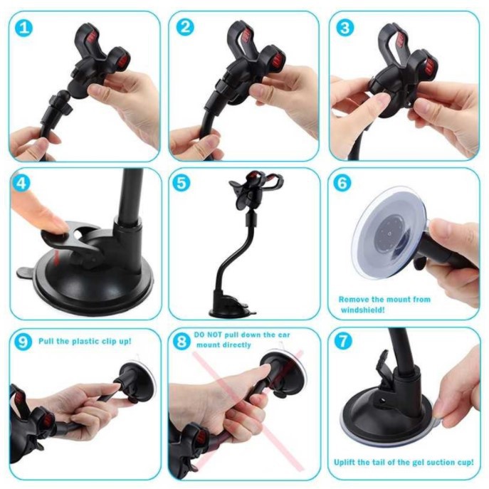 Car Holder HP Mobil Penjepit HP di Mobil Holder Tempel Hp Mobil Panjang Lazypod Mount Handphone GPS