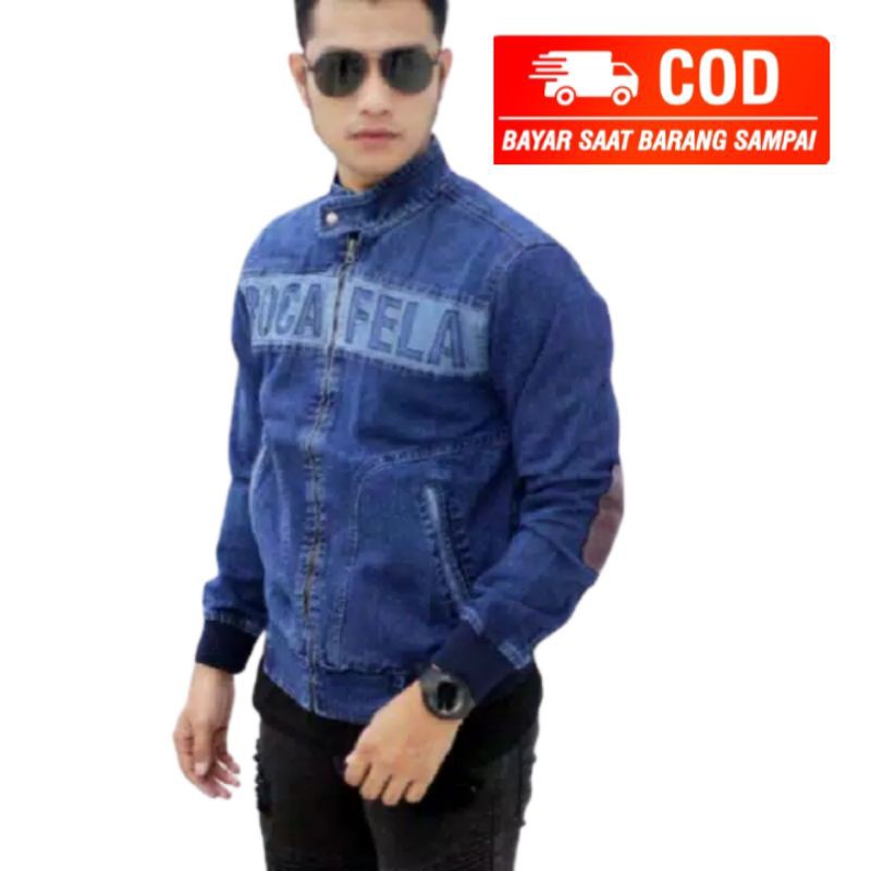 JAKET JEANS ROCA FELA SLETING - JAKET JEANS PRIA ( BISA BAYAR DI TEMPAT / COD ) JAKET JEANS PRIA