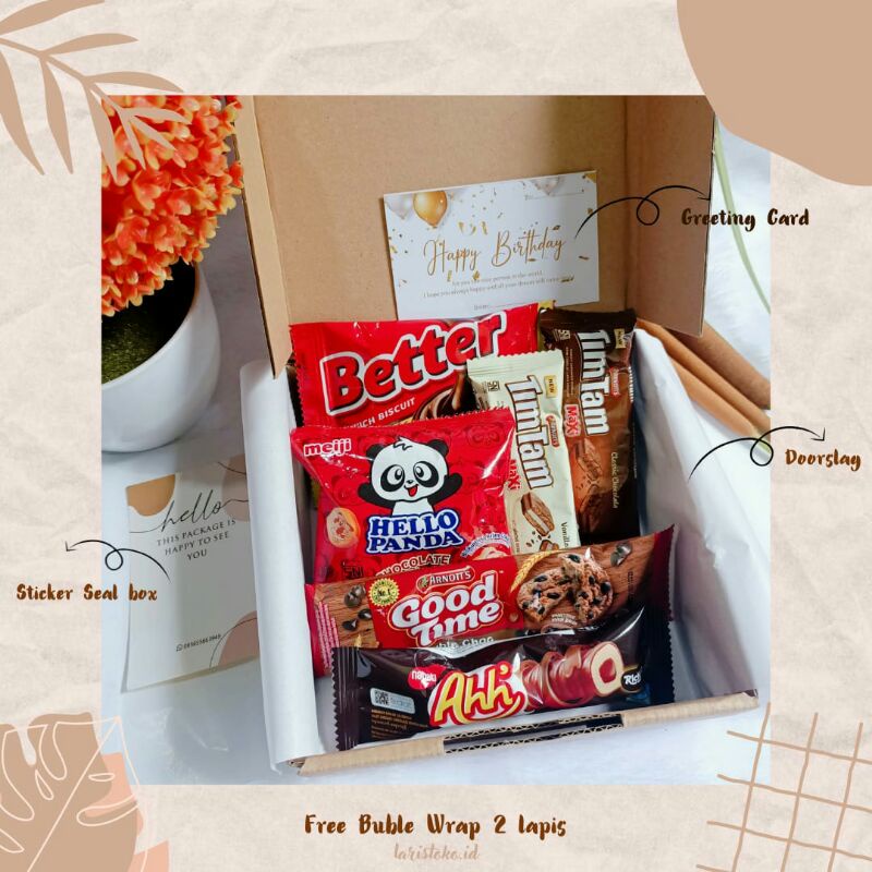 

SNACK BOX/Gift Box/Parcel/Kado Hadiah Ulang Tahun/Wisuda