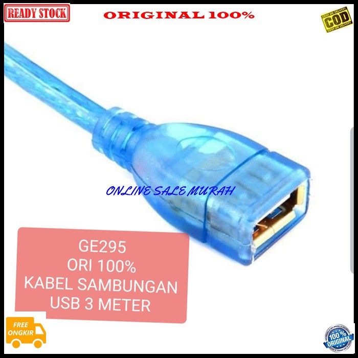 G295 Kabel usb sambungan 3 meter cable komputer laptop computer extension konektor splitter audio sambungan cewe cowo Jek jack penyambung converter female male original G295 KABEL USB SAMBUNGAN 3 METER  200 gram ORIGINAL 100% melayani GROSIR DAN ECERAN ke