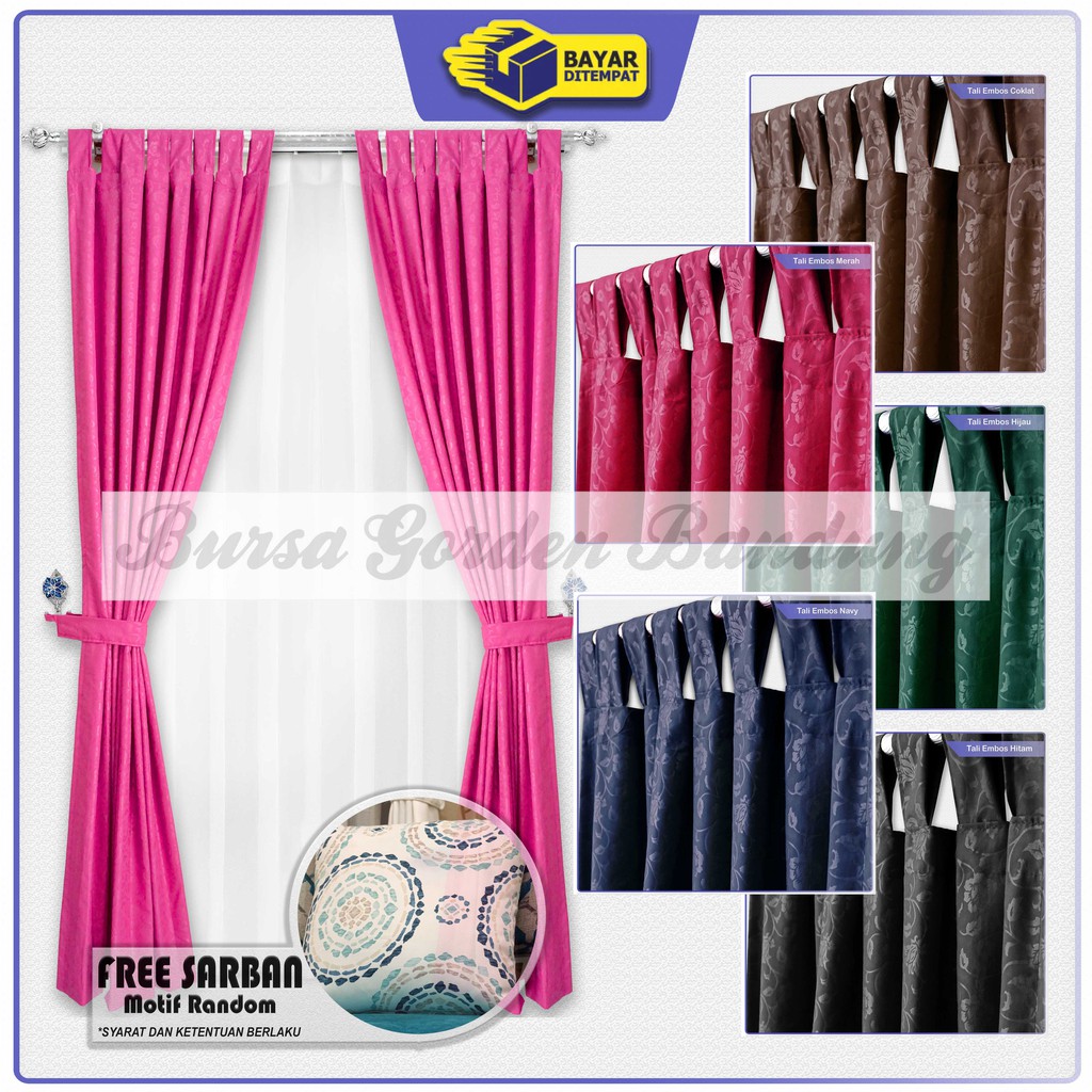 Gorden Pintu Minimalis Katun Embos Hordeng Jendela Pendek Model Tali Tirai Ruang Tamu Kekinian Korde