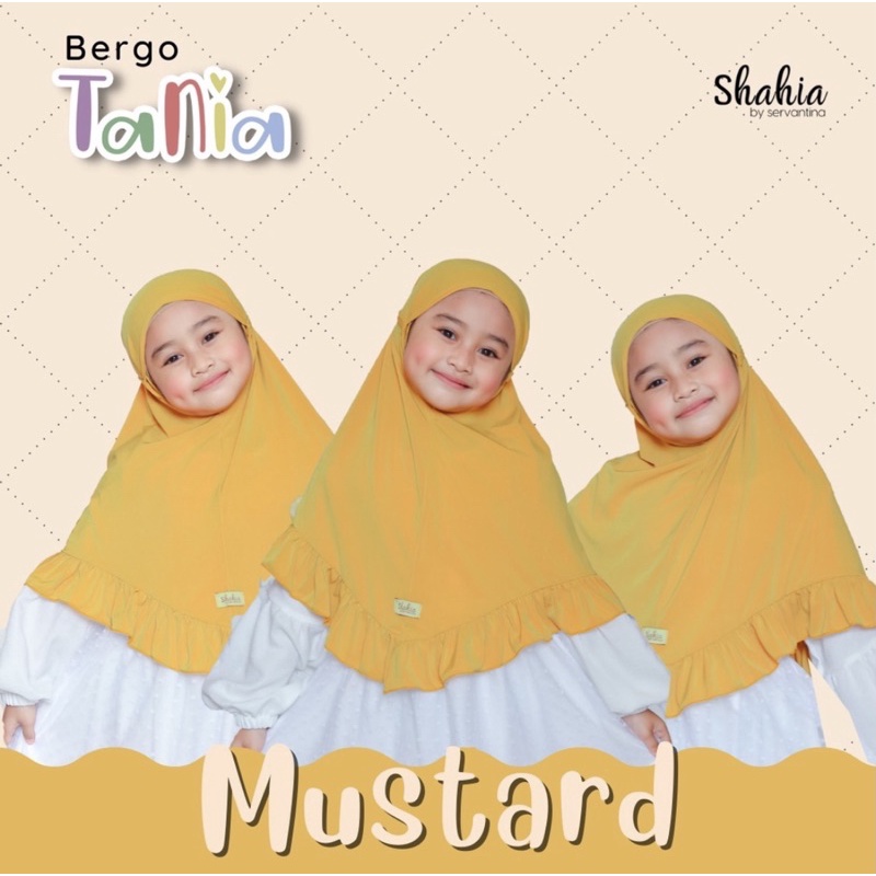 preloved bergo anak merk shahia warna mustard