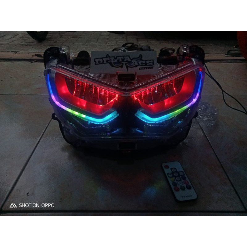 Lampu Alis RGB Nmax New 2020/2021 Komplit l Custom Headlamp Reflektor Yamaha Nmax Lampu Alis & Devil