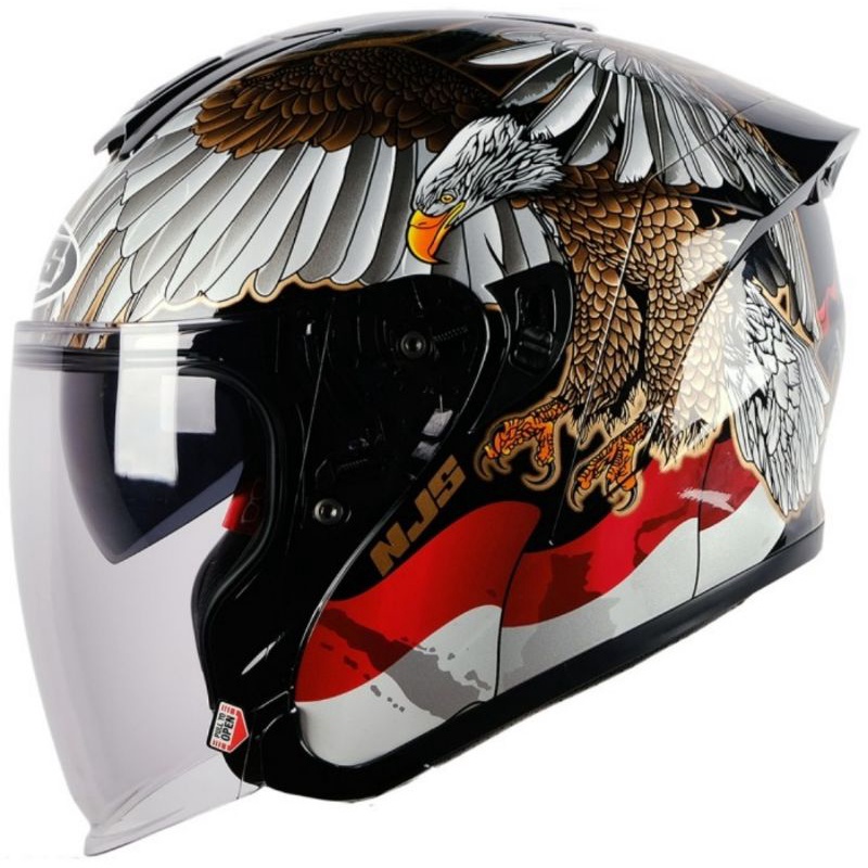 NJS KAIROZ DV GARUDA HITAM GLOSSY - HELM HALF FACE