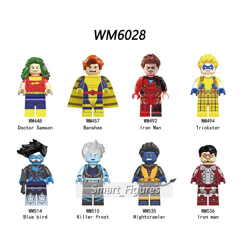 Mainan Action Figure Minifigures Doctor Samson Marvel Burung Nightcrawler Trickster Banshee Iron Man WM6028