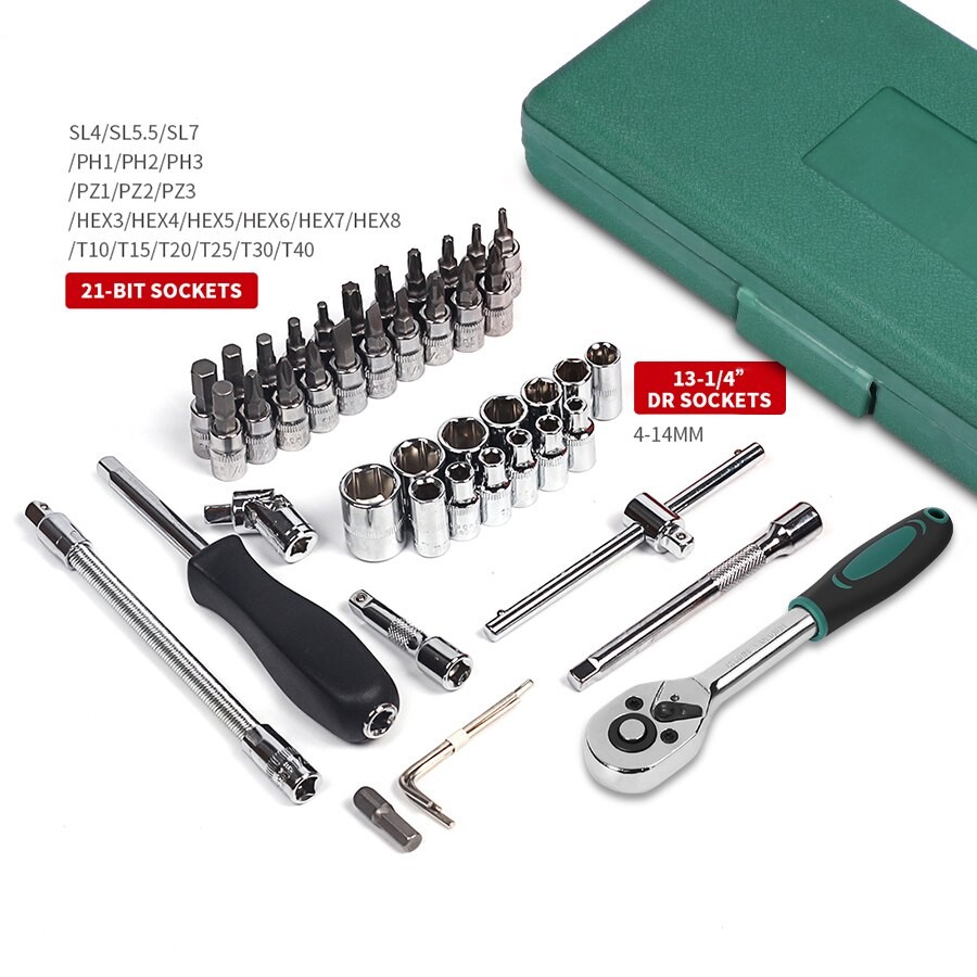 YGRETTE - Alat Reparasi sepeda socket wrench Kunci sok 46 in 1 46pcs kunci pas Bike Repair Tools