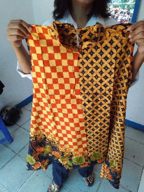 Tunik/outer Batik Ratoe Modern Model Krah Lipat, Runcing Samping Tanpa Tangan