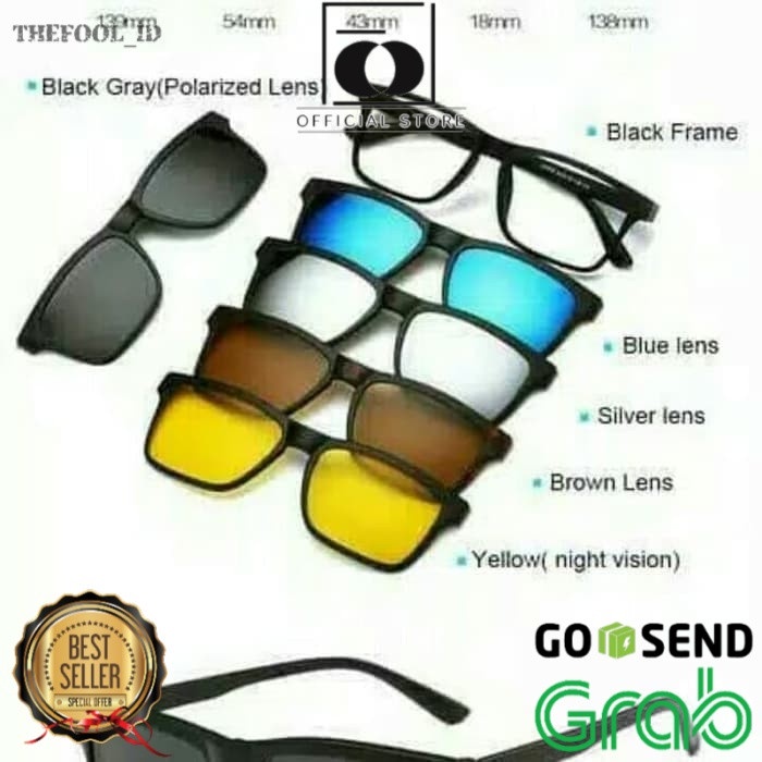 BAROKAH GAMIS FREE 5 LENSA KACAMATA 6 IN1 LOBEKA MAGNETIX OPTIC SUNGLASESS TERAPI