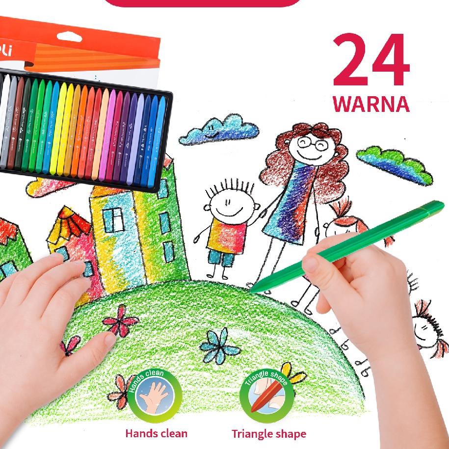 

SALEE! JUaL CEPAT Deli Krayon Sekolah 24 Warna Cerah Bentuk segitiga ergonomis tidak beracun EC20020