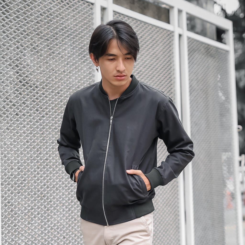 Bomber Jaket Polos Baseball Jacket Bomber Pria Canvas Man Jaket