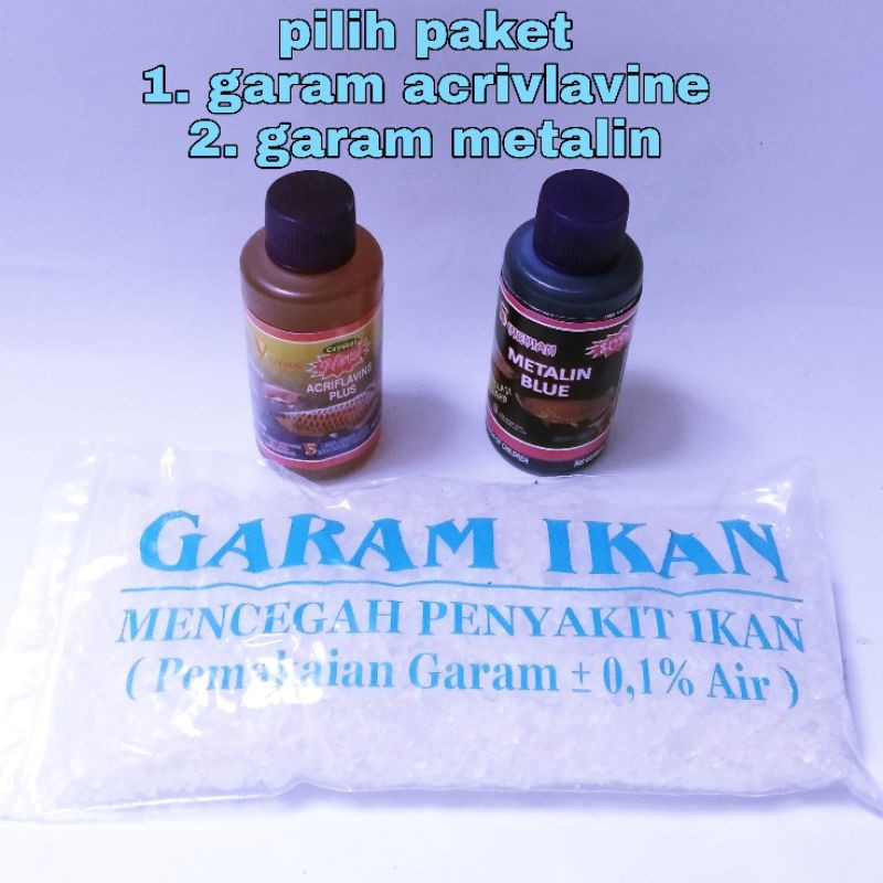 Obat Ikan Hias Sakit Koi Lohan Garam Metaline Blue Acriflavine