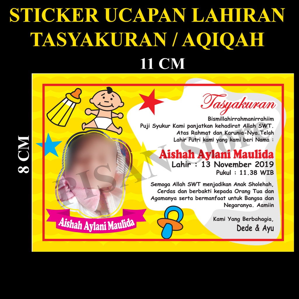 

Sticker tasyakuran lahiran dan aqiqah